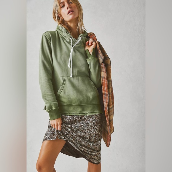 NEW Free People We The Free Zuma Hooded Sweatshirt In Sea Serpent Green - Picture 13 of 13